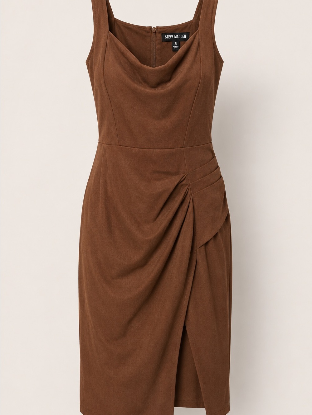 Steve Madden Chocolate Brown Cowl Neck Midi Dress-Size 8 - Picture 1 of 2